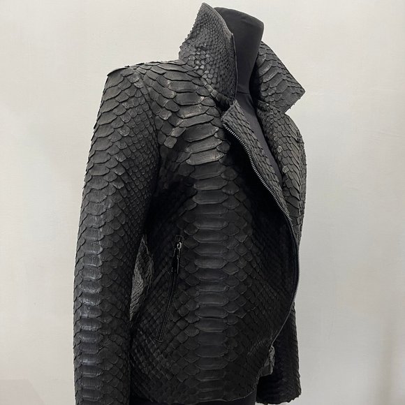 Woman’s KING Dragon Python Snakeskin Leather Jacket - Picture 3 of 9